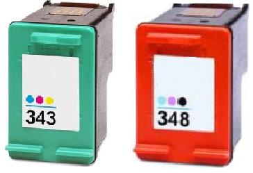 Remanufactured HP 348 (C9369EE) High Capacity Photo and HP 343 (C8766EE) High Capacity Colour Ink Cartridges